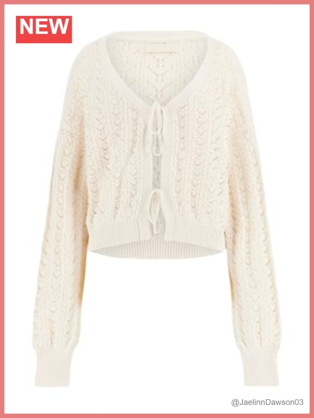 Eco Long Sleeve Ruth Cardigan Sweater Bow Tie Front Organic Cotton Knit